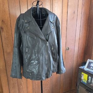 Madewell brown washed leather biker jacket